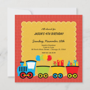Invitation Thème d'anniversaire des trains