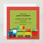 Invitation Thème d'anniversaire des trains (Devant / Derrière)