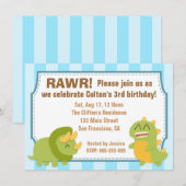 Invitation Thème d'anniversaire - Dinosaures mignons (Devant / Derrière)