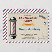 Invitation Thème d'anniversaire du barbier de style ancien In (Devant / Derrière)