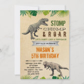 Invitation Thème d'anniversaire du garçon dinosaure (Devant)