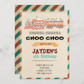 Invitation Thème d'anniversaire du train rustique (Devant / Derrière)