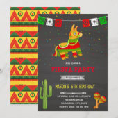 Invitation Thème d'anniversaire fête à piñata (Devant / Derrière)