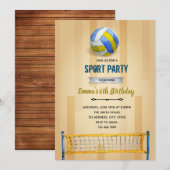 Invitation Thème d'anniversaire fête de volley (Devant / Derrière)