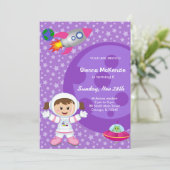 Invitation Thème d'anniversaire fille astronaute (Debout devant)