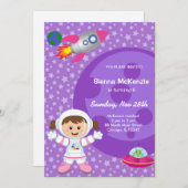 Invitation Thème d'anniversaire fille astronaute (Devant / Derrière)