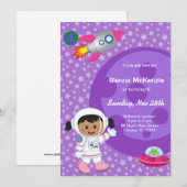 Invitation Thème d'anniversaire fille astronaute (Devant / Derrière)