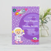 Invitation Thème d'anniversaire fille astronaute (Debout devant)