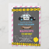 Invitation Thème d'anniversaire fille police (Devant)