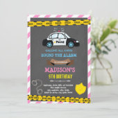 Invitation Thème d'anniversaire fille policier (Debout devant)