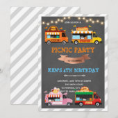 Invitation thème d'anniversaire Foodtrucks (Devant / Derrière)