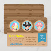 Invitation Thème d'anniversaire Fun Pirates (Devant / Derrière)
