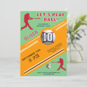 Invitation Thème d'anniversaire Joueur de Baseball de Basebal (Debout devant)