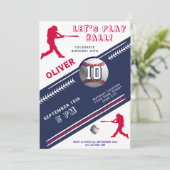 Invitation Thème d'anniversaire Joueur de baseball de basebal (Debout devant)