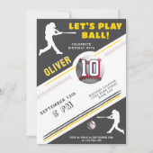 Invitation Thème d'anniversaire Joueur de Baseball de Basebal (Devant)