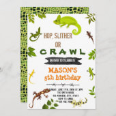 Invitation Thème d'anniversaire lézard reptile (Devant / Derrière)