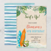 Invitation Thème d'anniversaire luau de garçon de surf (Devant / Derrière)