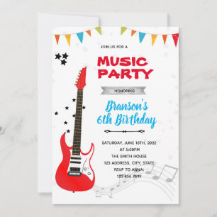 Invitation thème d'anniversaire musique rock