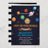 Invitation Thème d'anniversaire planète et galaxie spatiale (Devant / Derrière)