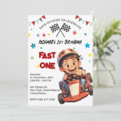 Invitation Thème d'anniversaire pour enfants de course automo (Debout devant)
