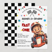 Invitation Thème d'anniversaire pour enfants de course automo (Devant / Derrière)