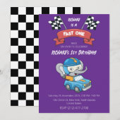 Invitation Thème d'anniversaire pour enfants de course automo (Devant / Derrière)