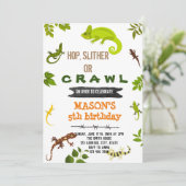 Invitation Thème d'anniversaire reptile lézard (Debout devant)