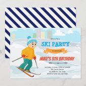 Invitation thème d'anniversaire ski garçon (Devant / Derrière)