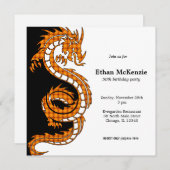 Invitation Thème d'anniversaire Yin Yang Dragon (Devant / Derrière)