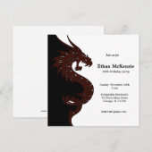 Invitation Thème d'anniversaire Yin Yang Dragon (Devant / Derrière)