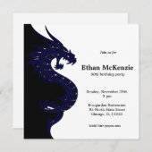 Invitation Thème d'anniversaire Yin Yang Dragon (Devant / Derrière)