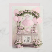 Invitation Thème Danseuse Rose Ballet Tutu Mignon pour Filles (Devant / Derrière)