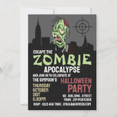 Invitation Thème d'Apocalypse de Zombie Escape Room Halloween (Devant)