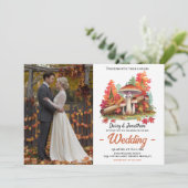 Invitation Thème d'automne avec mariage d'aquarelle de champi (Debout devant)