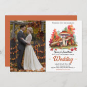 Invitation Thème d'automne avec mariage d'aquarelle de champi (Devant / Derrière)