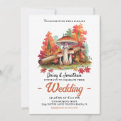 Invitation Thème d'automne avec mariage d'aquarelle de champi (Devant)