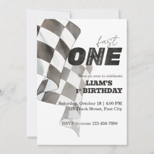 Invitation Thème de 1er anniversaire Drapeau de course d'anni