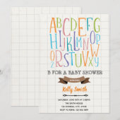 Invitation Thème de baby shower Alphabet B (Devant / Derrière)