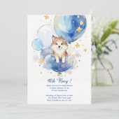 Invitation Thème de Baby shower de loup mignon (Debout devant)