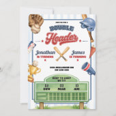 Invitation Thème de baseball Double Header Twin Joint Anniver (Devant)