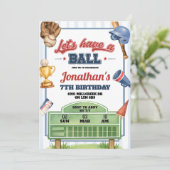 Invitation Thème de baseball Faisons la fête Anniversaire (Debout devant)