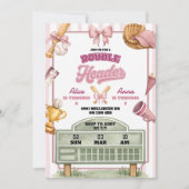 Invitation Thème de baseball rose violet pour un double anniv (Devant)
