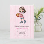 Invitation Thème de basket-ball Fête d'anniversaire pour la f (Debout devant)