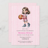Invitation Thème de basket-ball Fête d'anniversaire pour la f (Devant / Derrière)