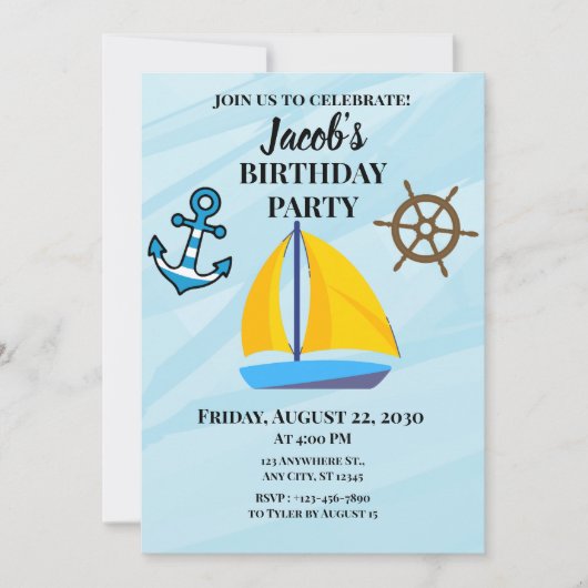 Invitation Thème de bateau (Devant)