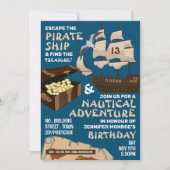Invitation Thème de bateau pirate, salle d'évasion, fête d'an (Devant)