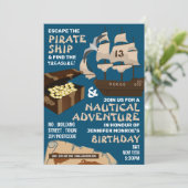 Invitation Thème de bateau pirate, salle d'évasion, fête d'an (Debout devant)