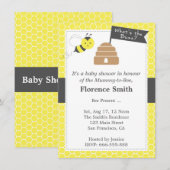 Invitation Thème de bébé adorable abeille Shower en jaune et (Devant / Derrière)