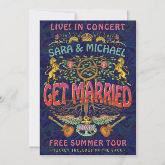 Invitation Thème de billet de concert de groupe rétro des ann (Devant)