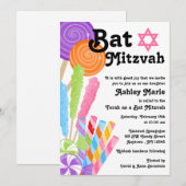 Invitation Thème de bonbons Bar Mitzvah (Devant / Derrière)